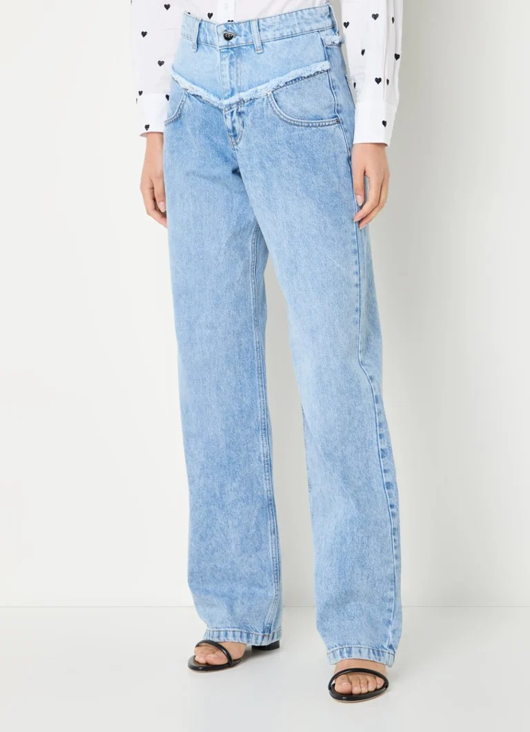 Jeans a gamba larga a vita alta Co'Couture Denim, lavaggio chiaro