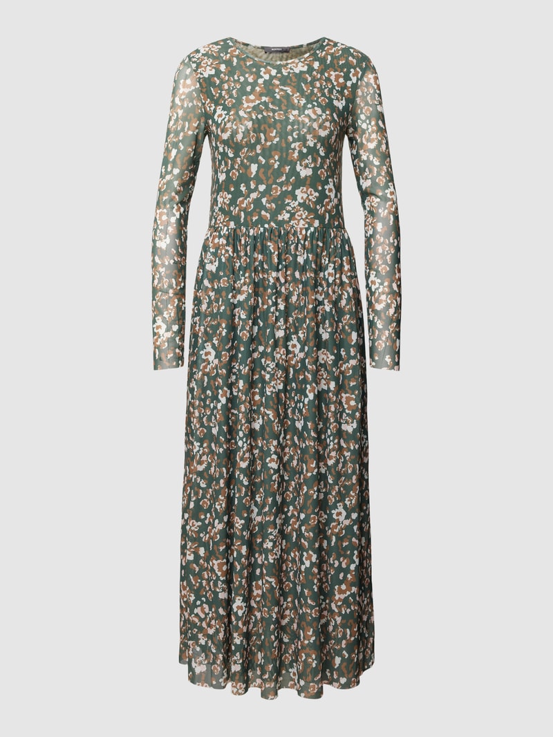 Midikleid mit Allover-Muster Modell 'Leo' in olivgrün