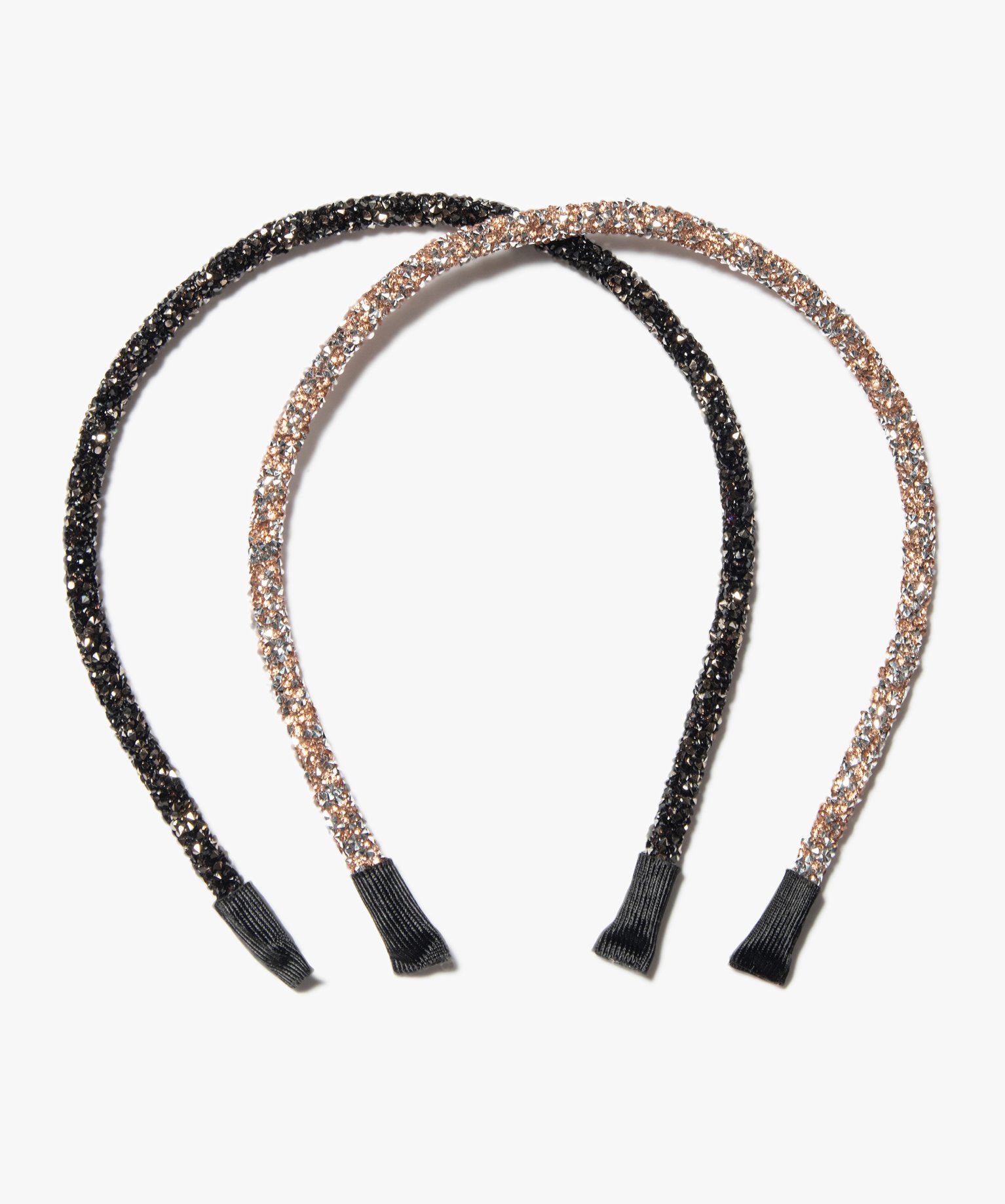 Serre-tête femme fins, ronds à strass (lot de 2) or | GEMO