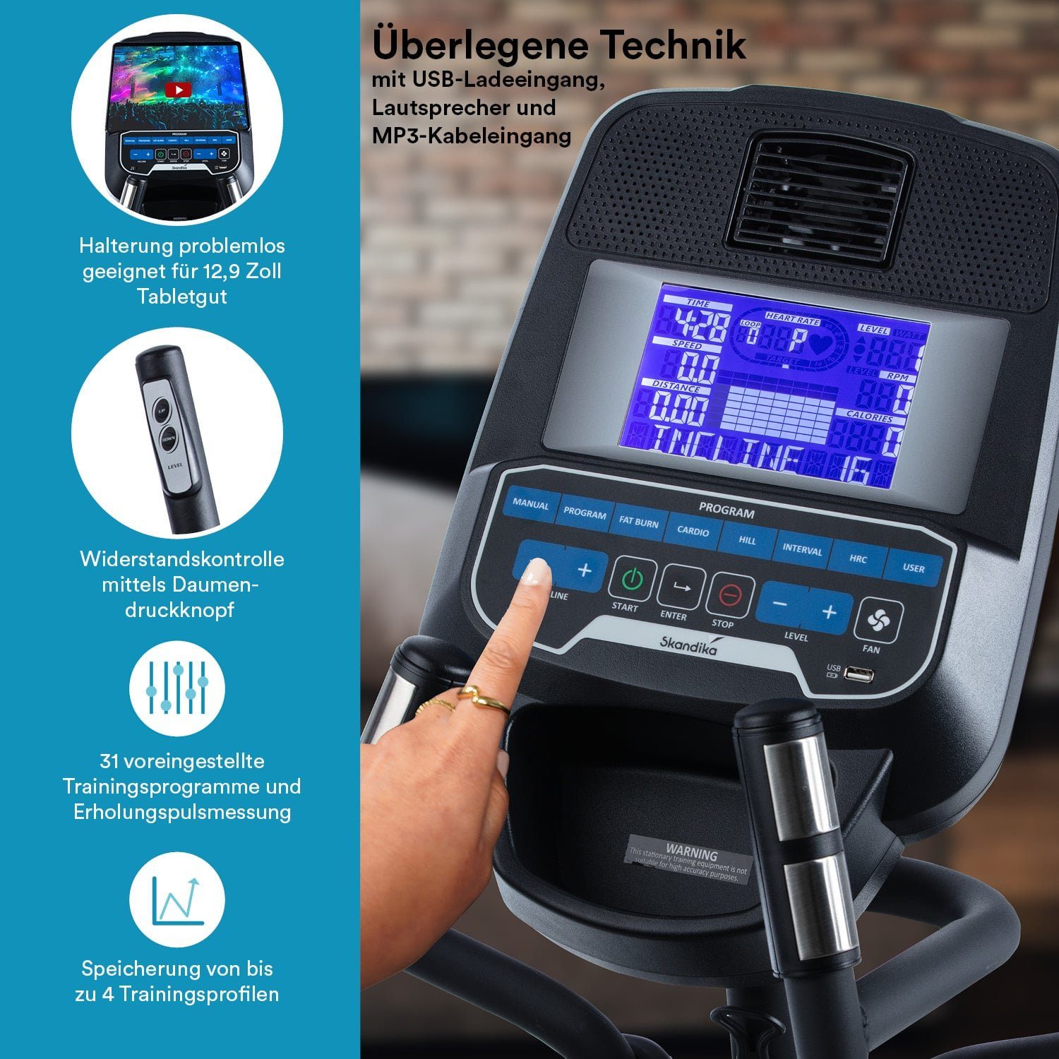 Skandika Crosstrainer CardioCross Carbon Conqueror, Premium Ellipsentrainer, 25kg Schwungmasse