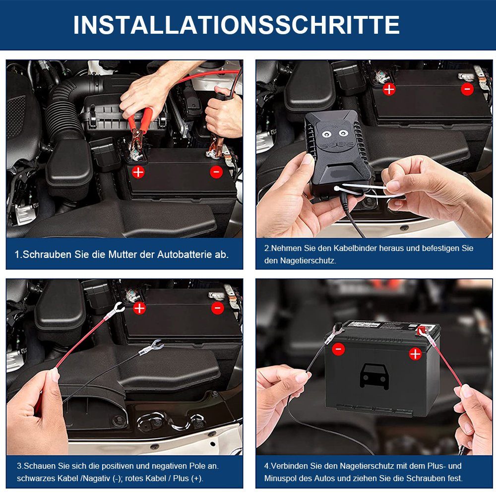 XIIW Ultraschall-Tierabwehr Marder-Frei Marderschreck- für Dachboden, KFZ, Haus, Auto, Garten, Garage, Carport, Dachboden - Marderabwehr Marderschutz mit Ultraschall Blitzlicht Auto batteriebetrieben