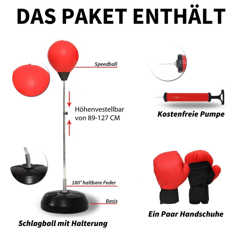 Melko Standboxsack Melko Standboxsack Erwachsene Boxsack höhenverstellbar Boxbirne (Set, mit Boxhandschuhe und Luftpumpe), höhenverstellbar