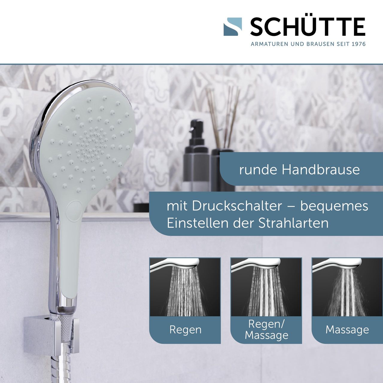 Schütte SIRANI Handbrause, Chrom/Hellgrau