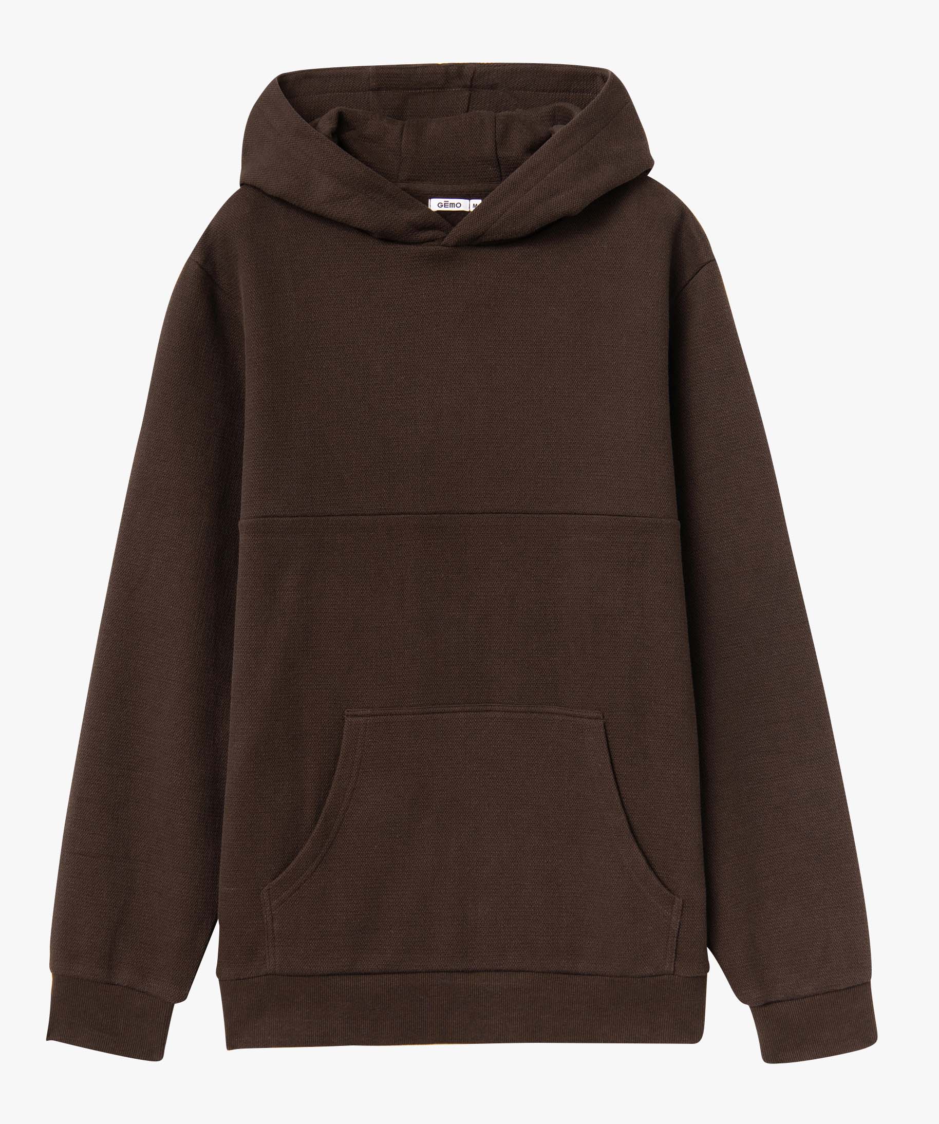 Sweat homme à capuche en coton piqué marron | GEMO