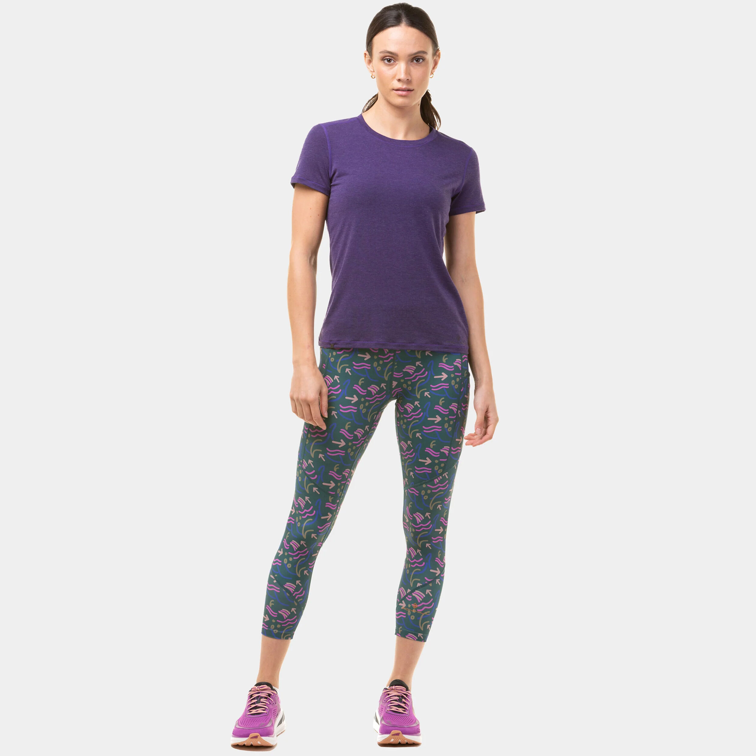 Tech Crop Lauftight Damen - Petrol, Mehrfarbig