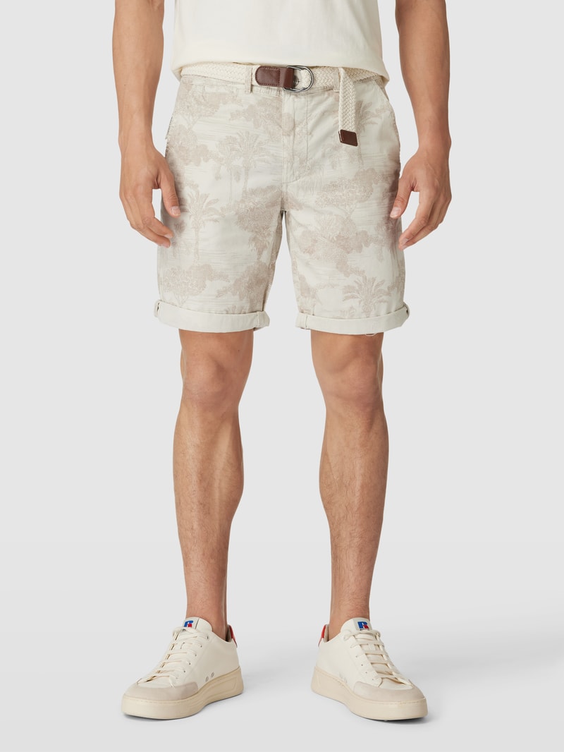 Shorts mit floralem Muster in offwhite meliert