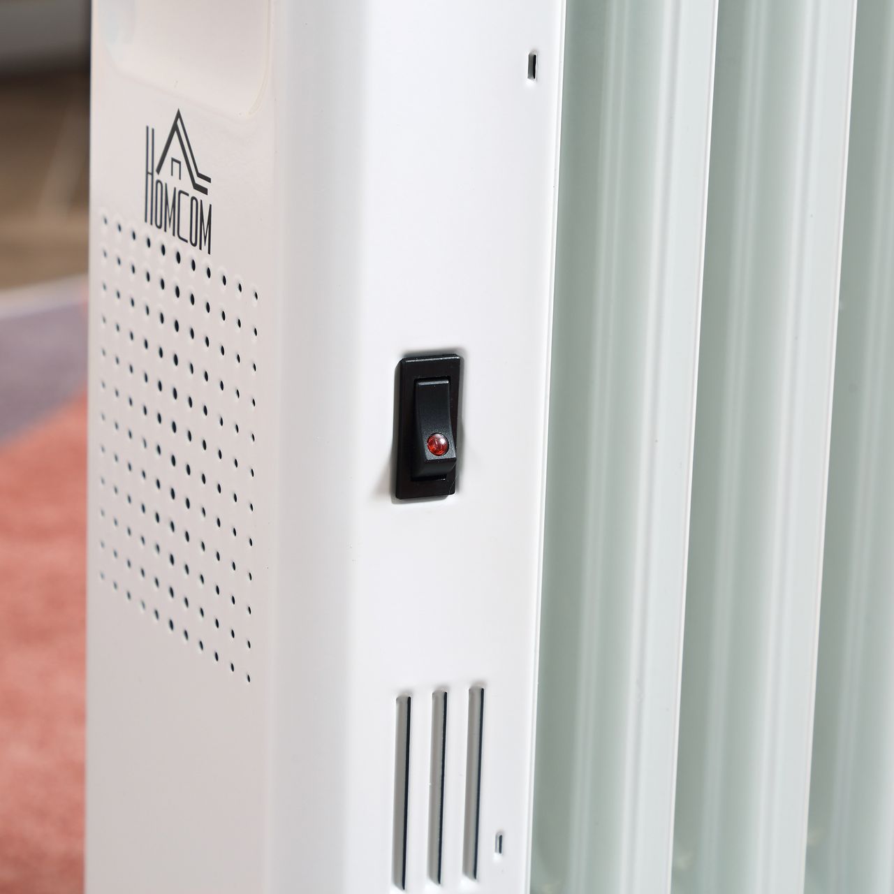 HOMCOM Ölradiator tragbar elektrisch Heizkörper 2290-2720W 3 Heizstufen 24-Stunden-Timing elektrische Heizung 11 Heizplatten mit 4 Rollen Weiß Metall 50,5 x 24 x 63 cm