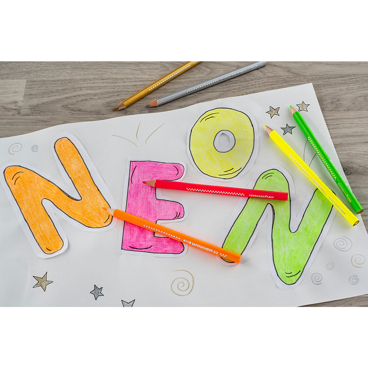 Buntstifte Neon TRI Winner, 6 Farben