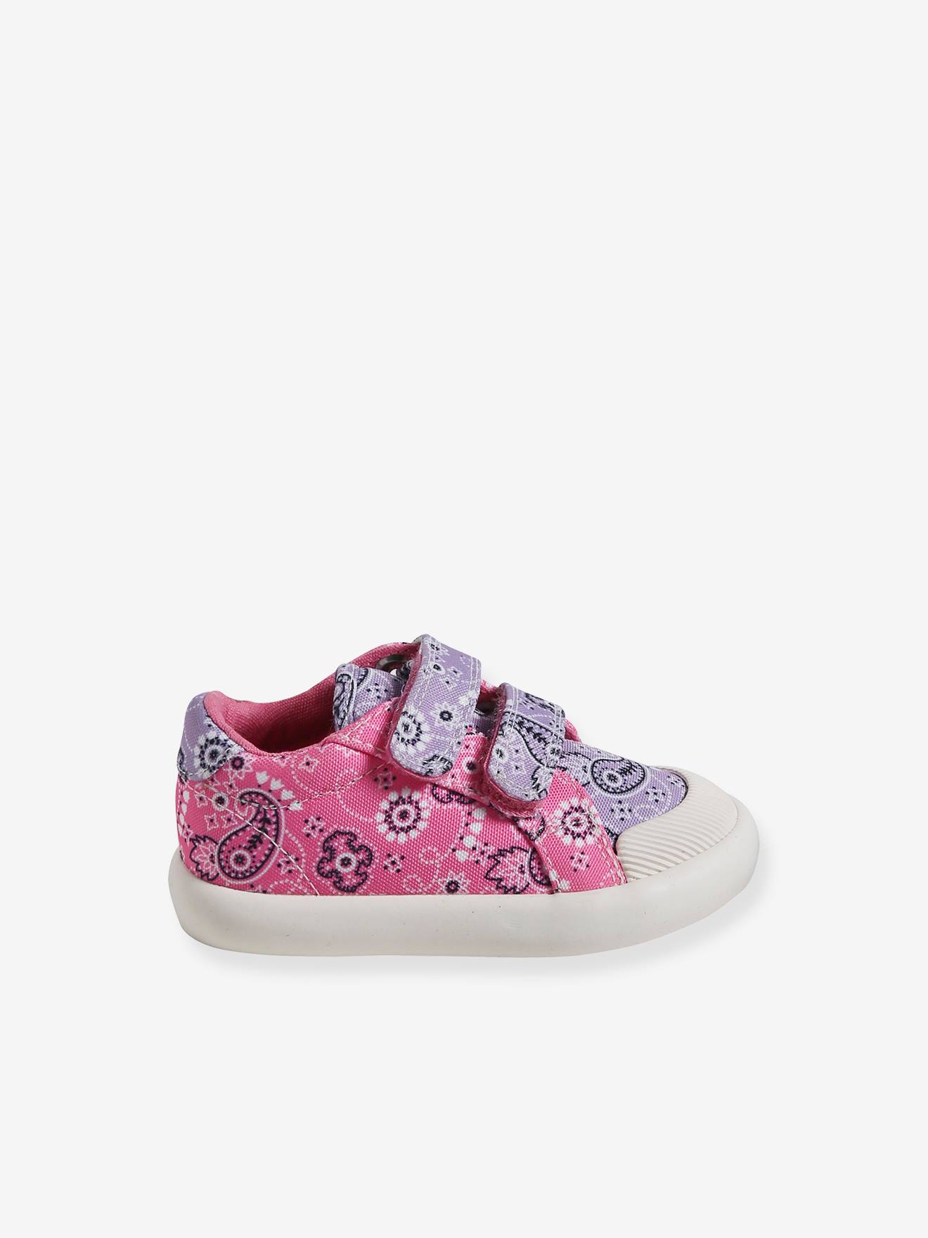 Vertbaudet Mädchen Baby Stoffschuhe, Klett - mehrfarbig