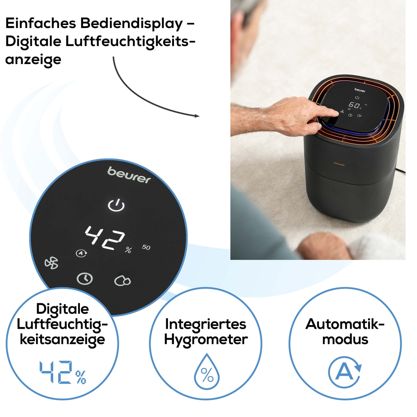 LB 300 Plus Luftbefeuchter-Hygienisch befeuchtete Raumluft für Räume bis ca. 45 m² durch natürliche Kaltverdunstungstechnologie