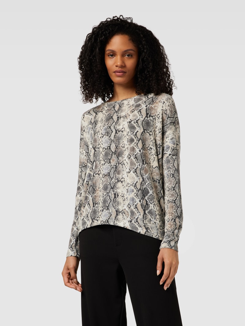 Sweatshirt mit Animal-Print Modell 'Biara' in ecru meliert