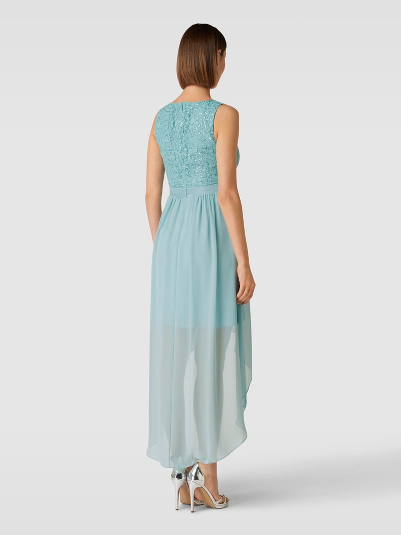Cocktailkleid mit Paillettenbesatz in helltürkis