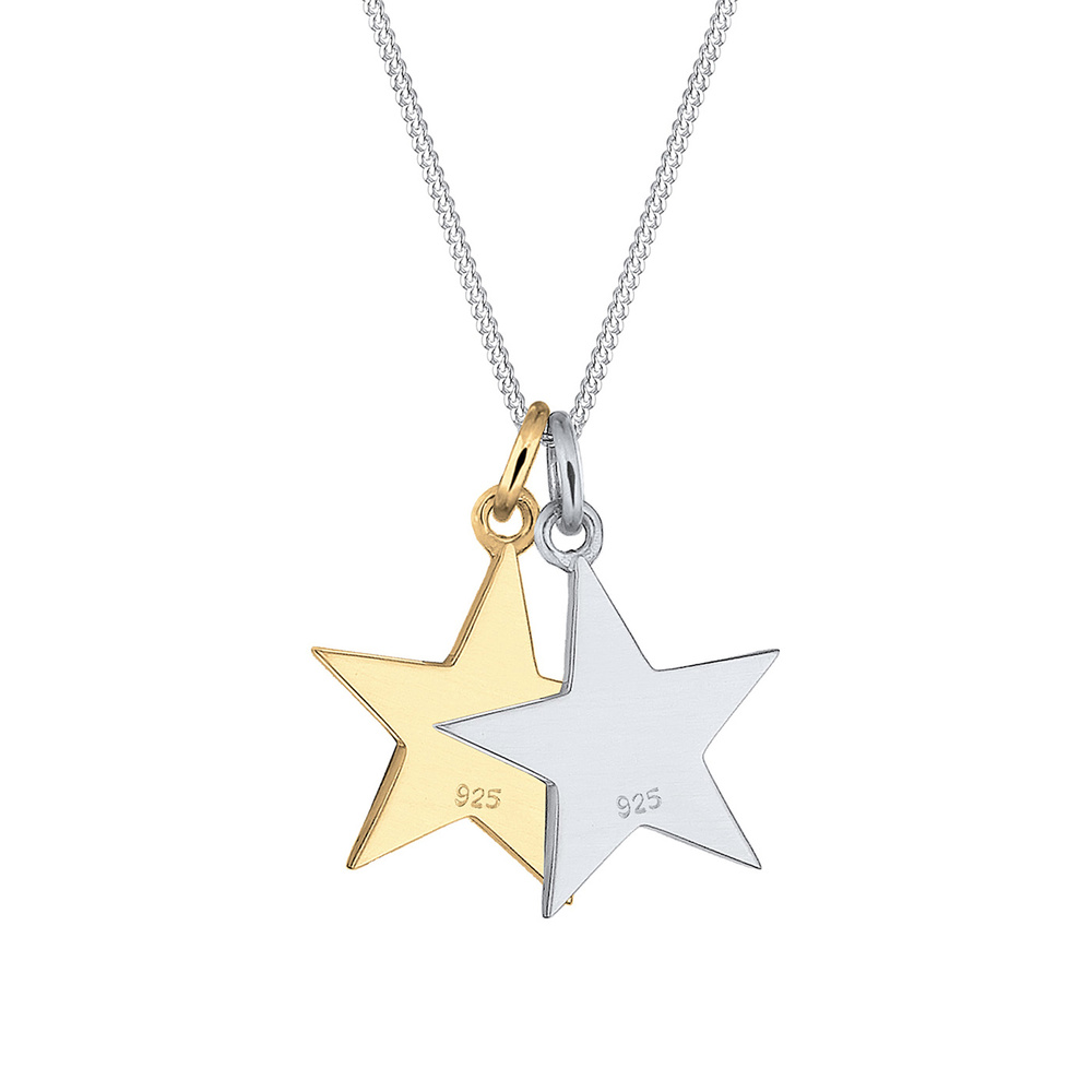 Elli Elli Collier Femme Pendentifs Étoile Bicolore - (925/1000) Argent Bijoux
