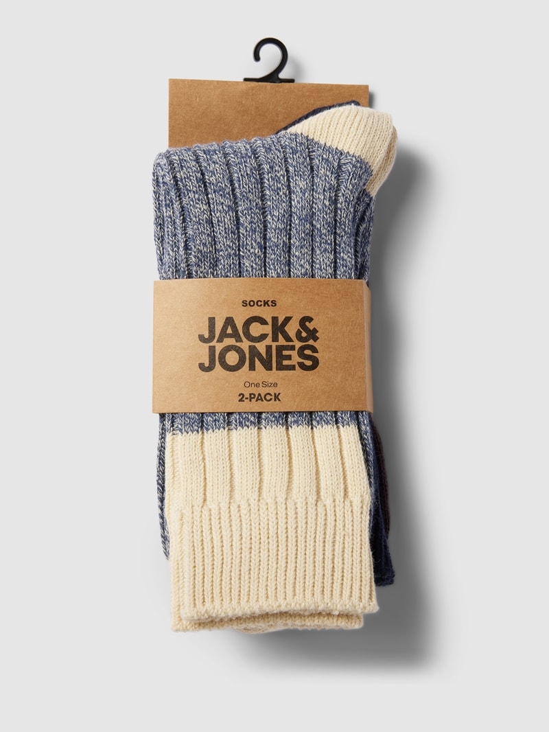 Socken in melierter Optik im 2er-Pack in blau meliert