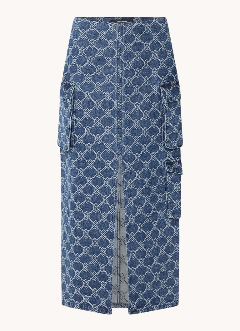 Gonna lunga in denim Zora di Daily Paper, con tasche a patta e stampa logo.