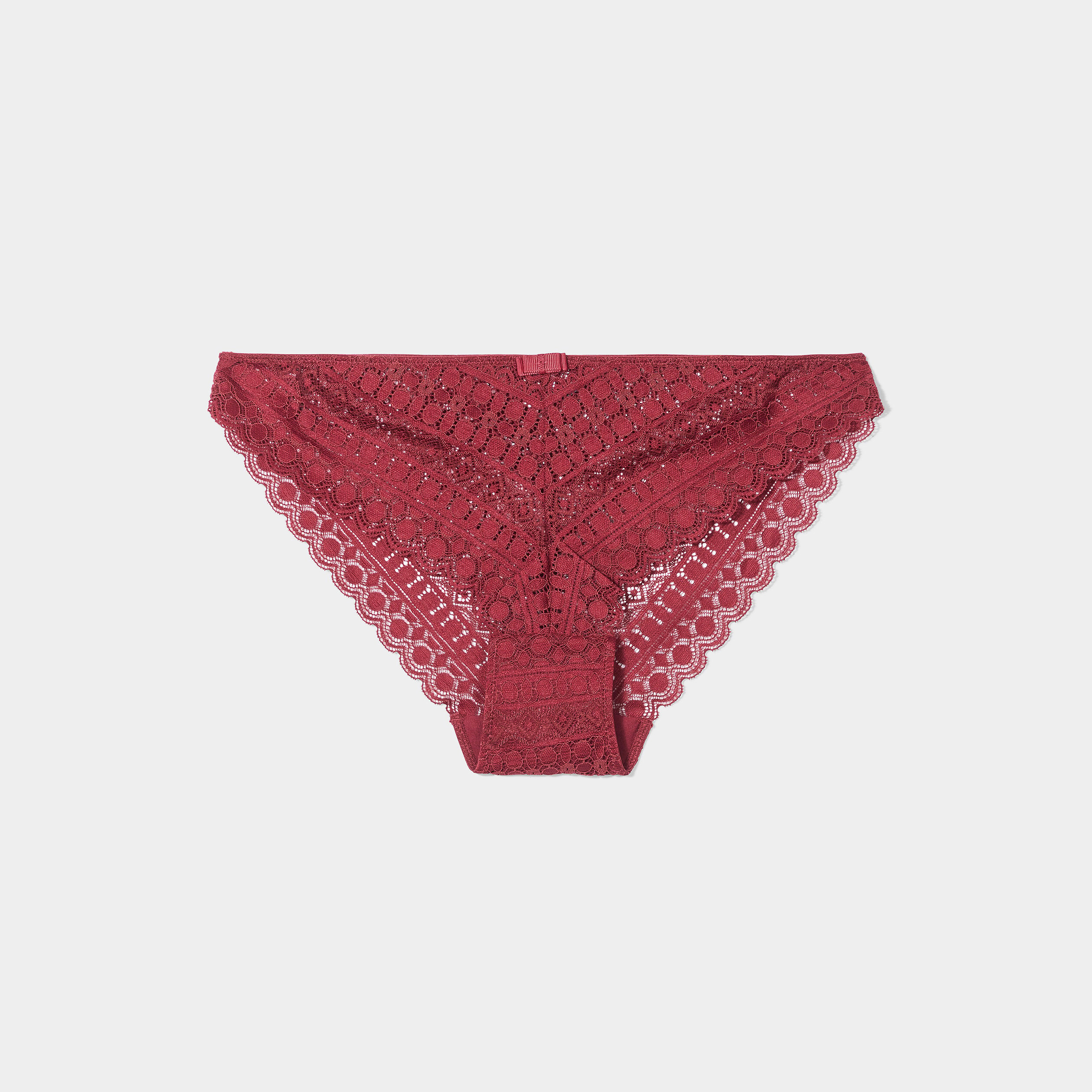Culotte en dentelle taille élastiquée bordeaux femme | La Halle