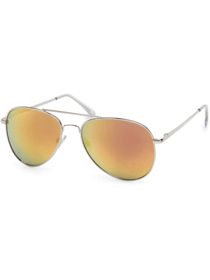 styleBREAKER Piloten Sonnenbrille in Silber / Orange-Rot günstig kaufen onesize