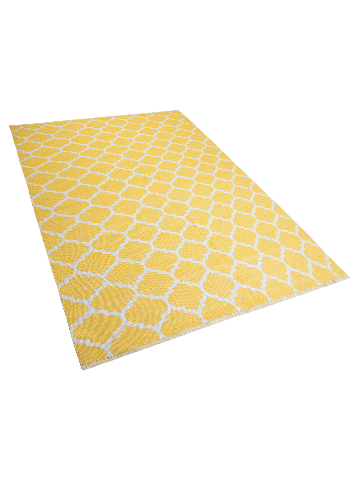 Beliani Outdoorteppich AKSU in Gelb/Weiß - (W) 140 x (H) 0.3 x (L) 200 cm günstig kaufen onesize