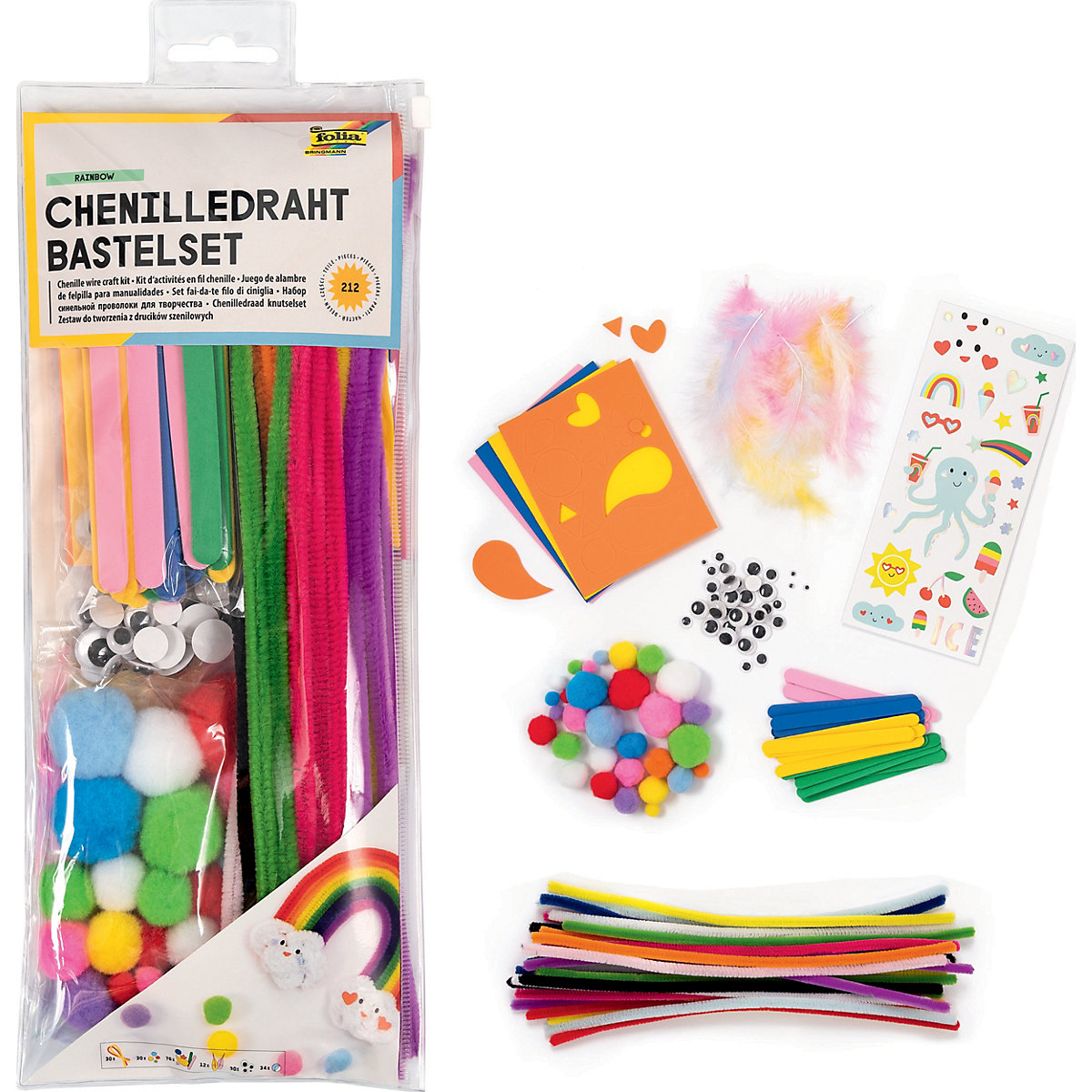 Bastel-Set Chenilledraht RAINBOW 212 Teile
