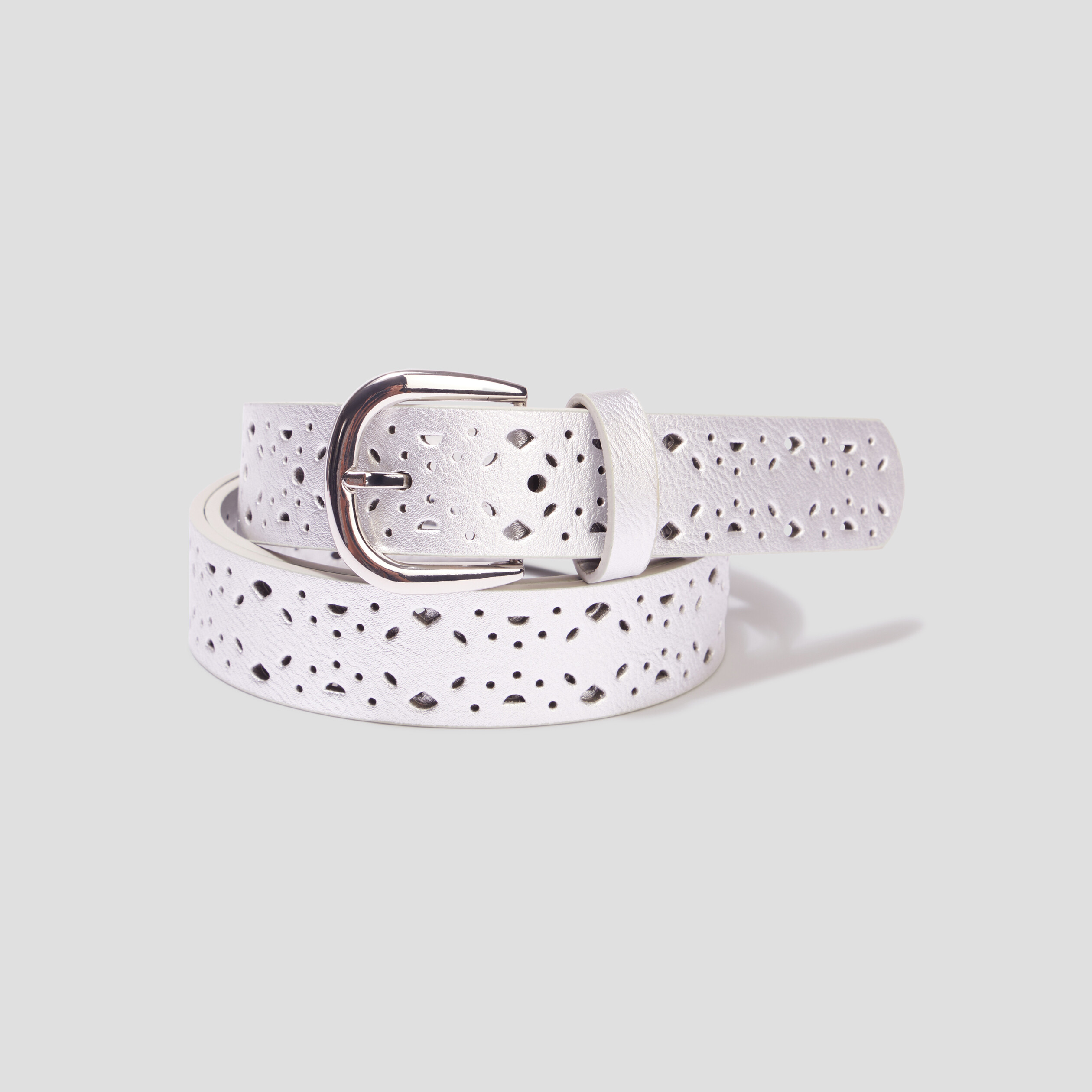 Ceinture perforée gris argent femme | La Halle