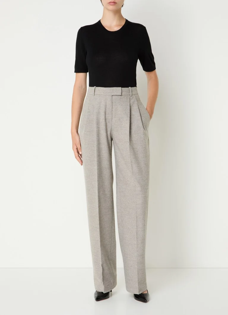 Pantaloni drepți, cu talie înaltă, model Tilda_Long2PT de la HUGO BOSS, cu imprimeu melanj.