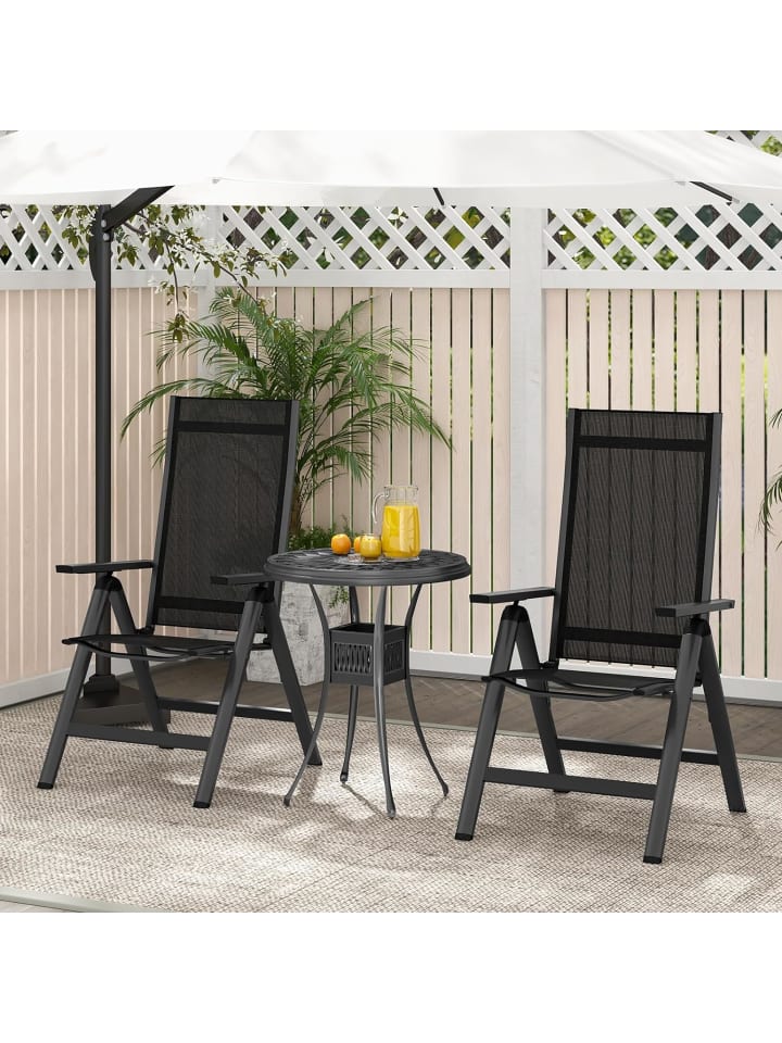 COSTWAY Gartenstuhl Alu 2er Set in Schwarz günstig kaufen onesize