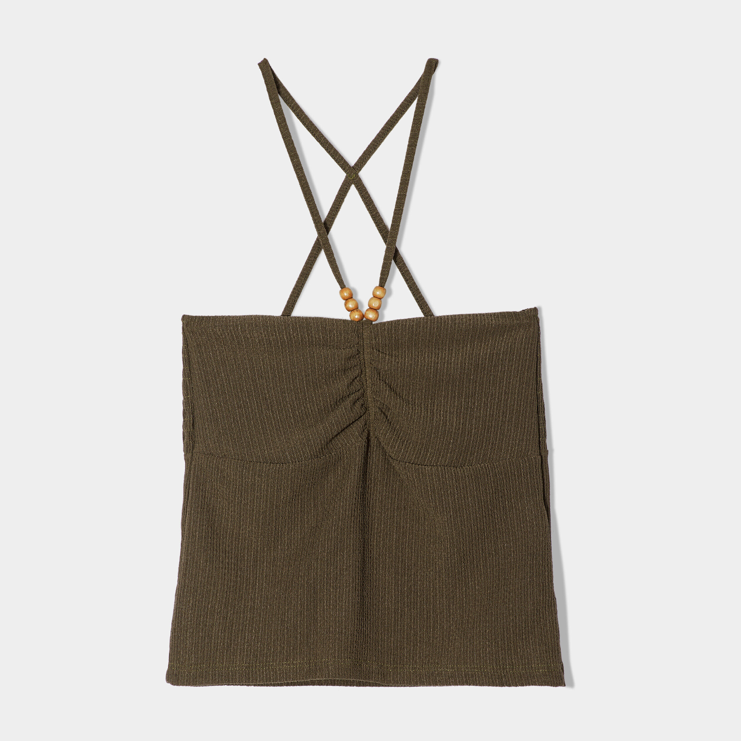 Bustier crop top avec perles vert foncé femme | Cache Cache