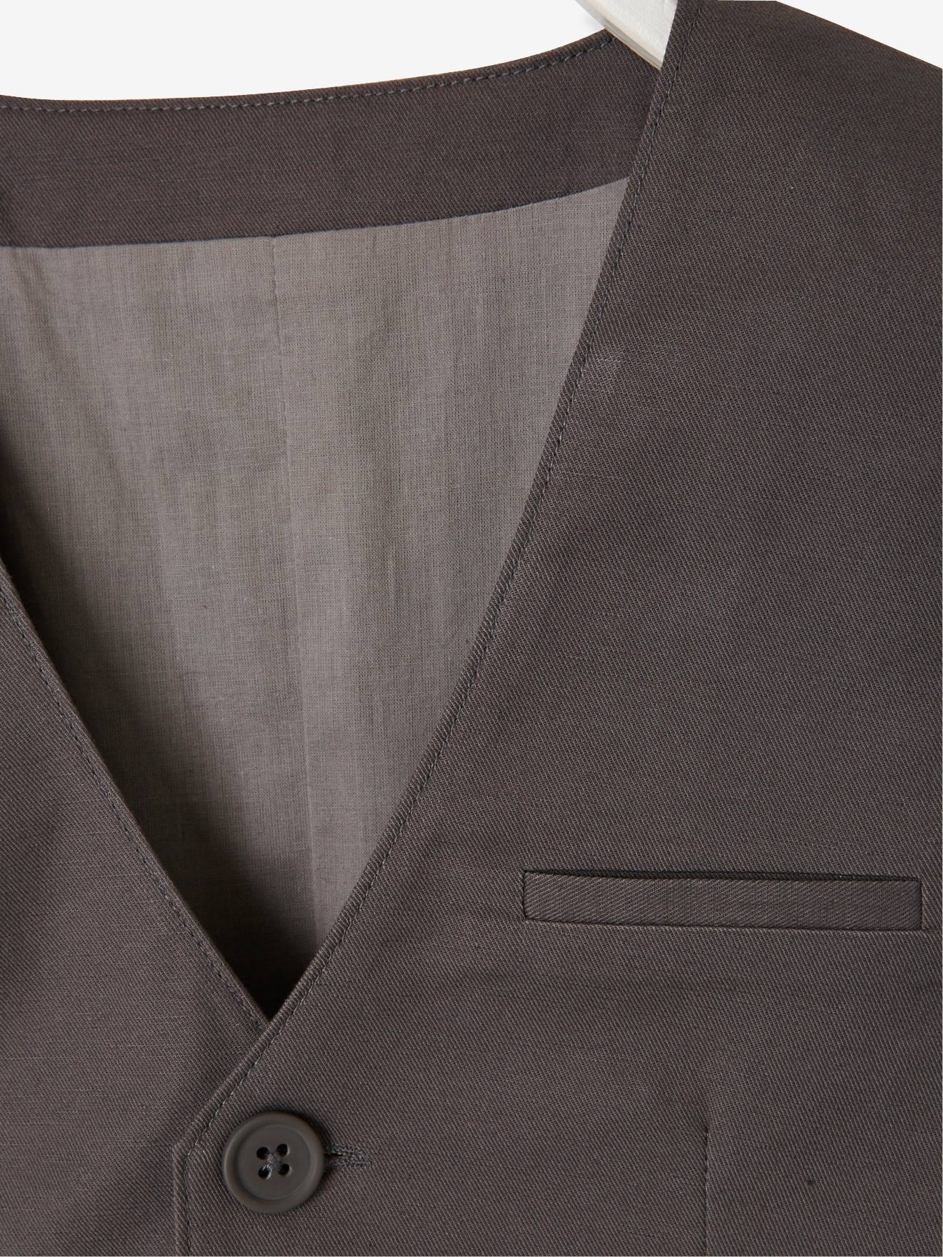 Veste sans manches de cérémonie garçon coton/lin anthracite