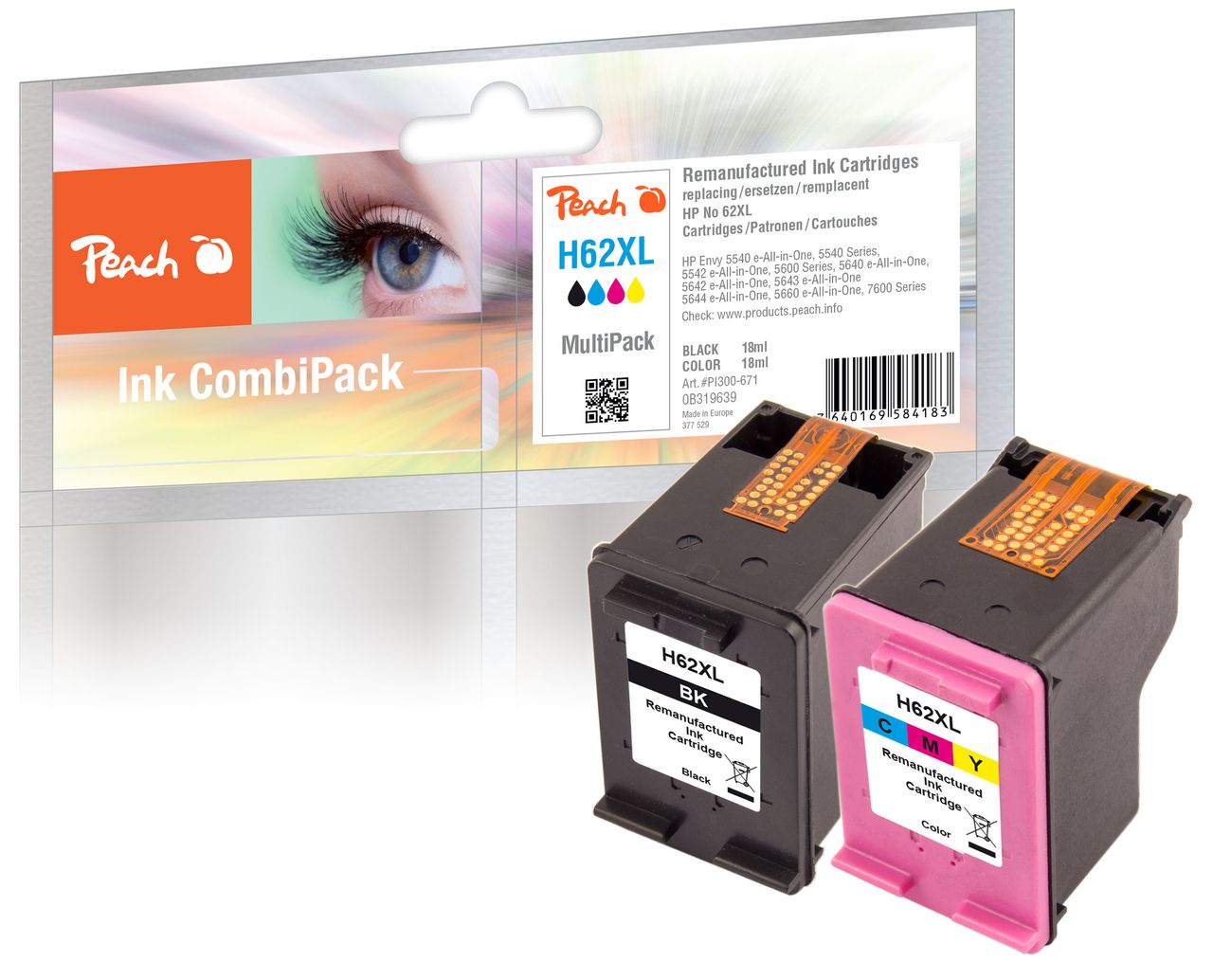 Peach Spar Pack Druckköpfe ersetzt HP No. 62XL
