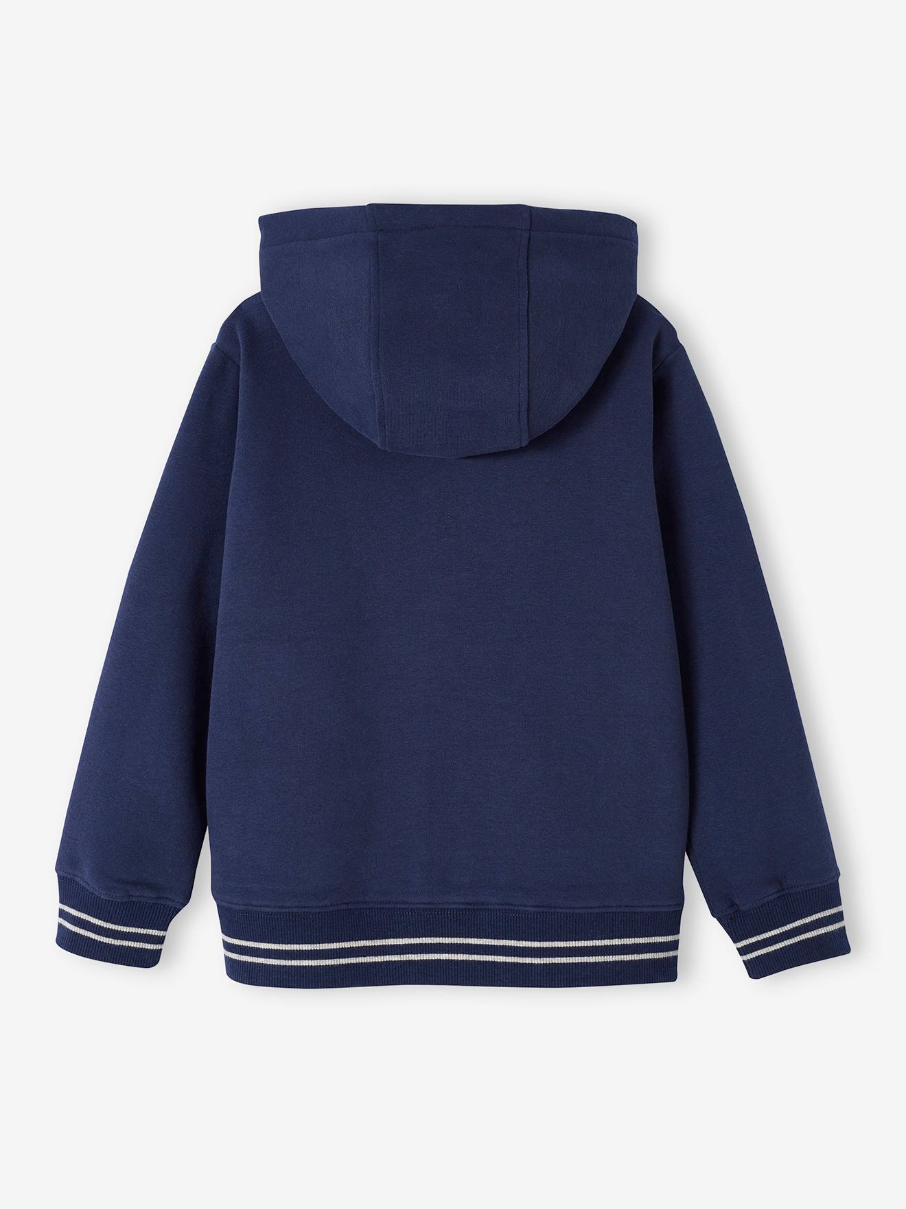 Sweat zippé à capuche sport garçon. gris chiné