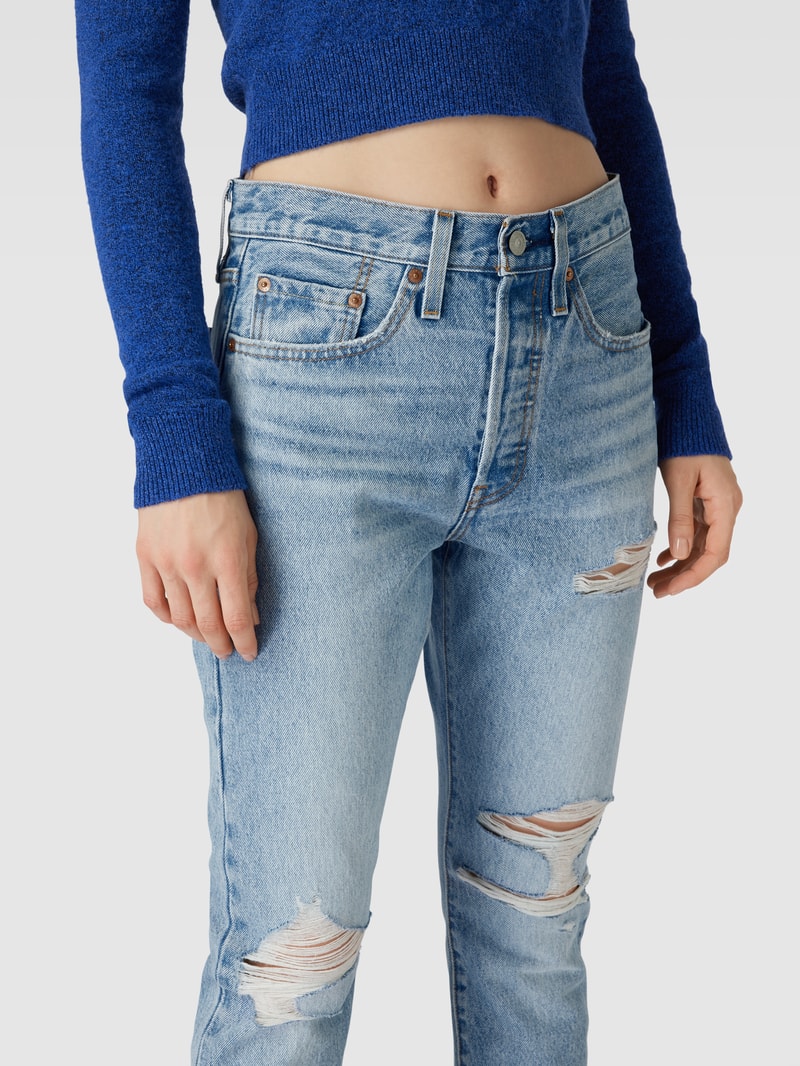 Skinny Fit Jeans im Used-Look in hellblau