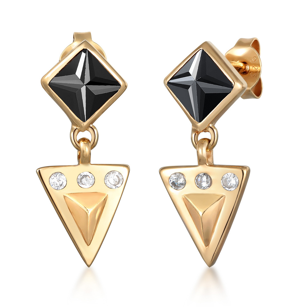 Elli Elli Boucles d'Oreilles Femmes pendentif d'oreilles Géo Elegant avec zircon en ar Boucles d'oreilles