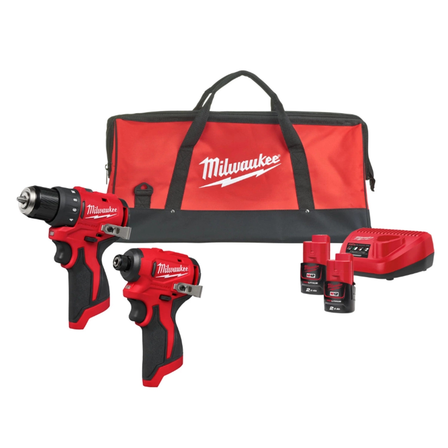 Milwaukee 4933500139 M12 BLPP2D Powerpack 2 Maschinen 2x 2,0 Ah und Ladegerät in Schütztasche