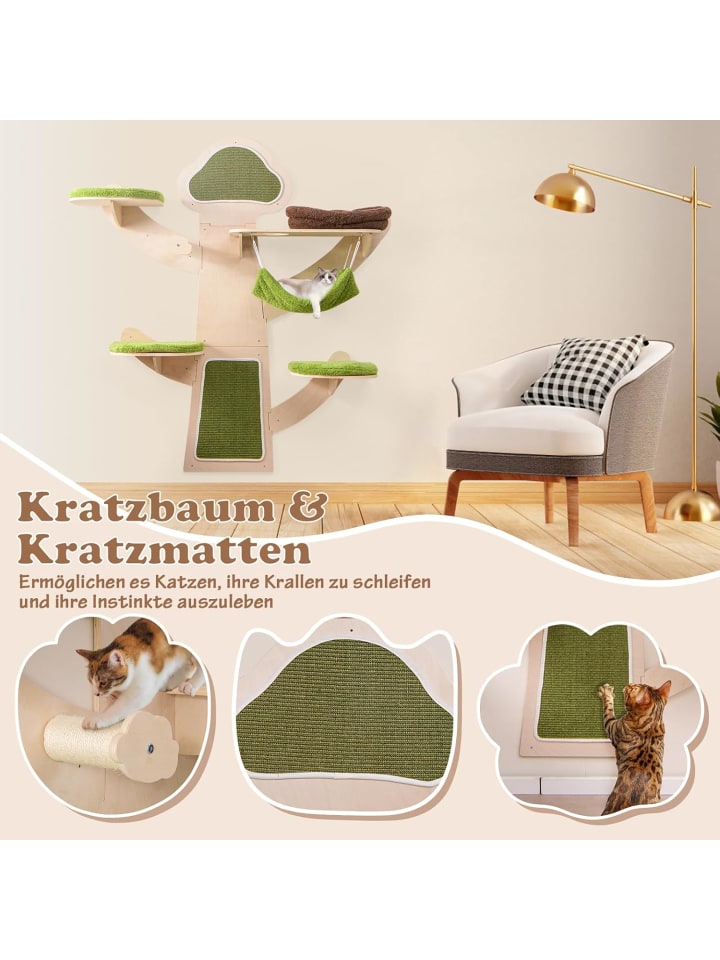 COSTWAY Katzenwand mit Plattformen in Grün günstig kaufen onesize