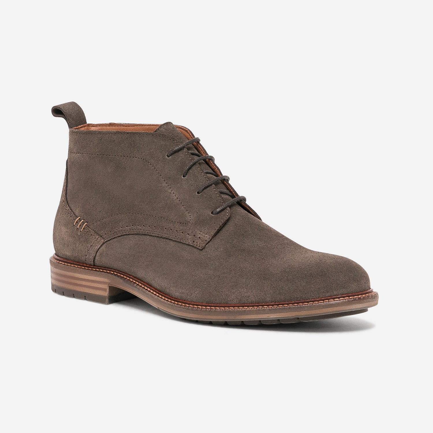 Chukka boots marron foncé en cuir velours
