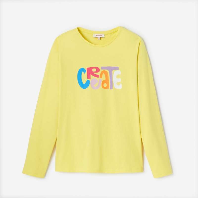 T-shirt fille message jaune en coton recyclé Catimini