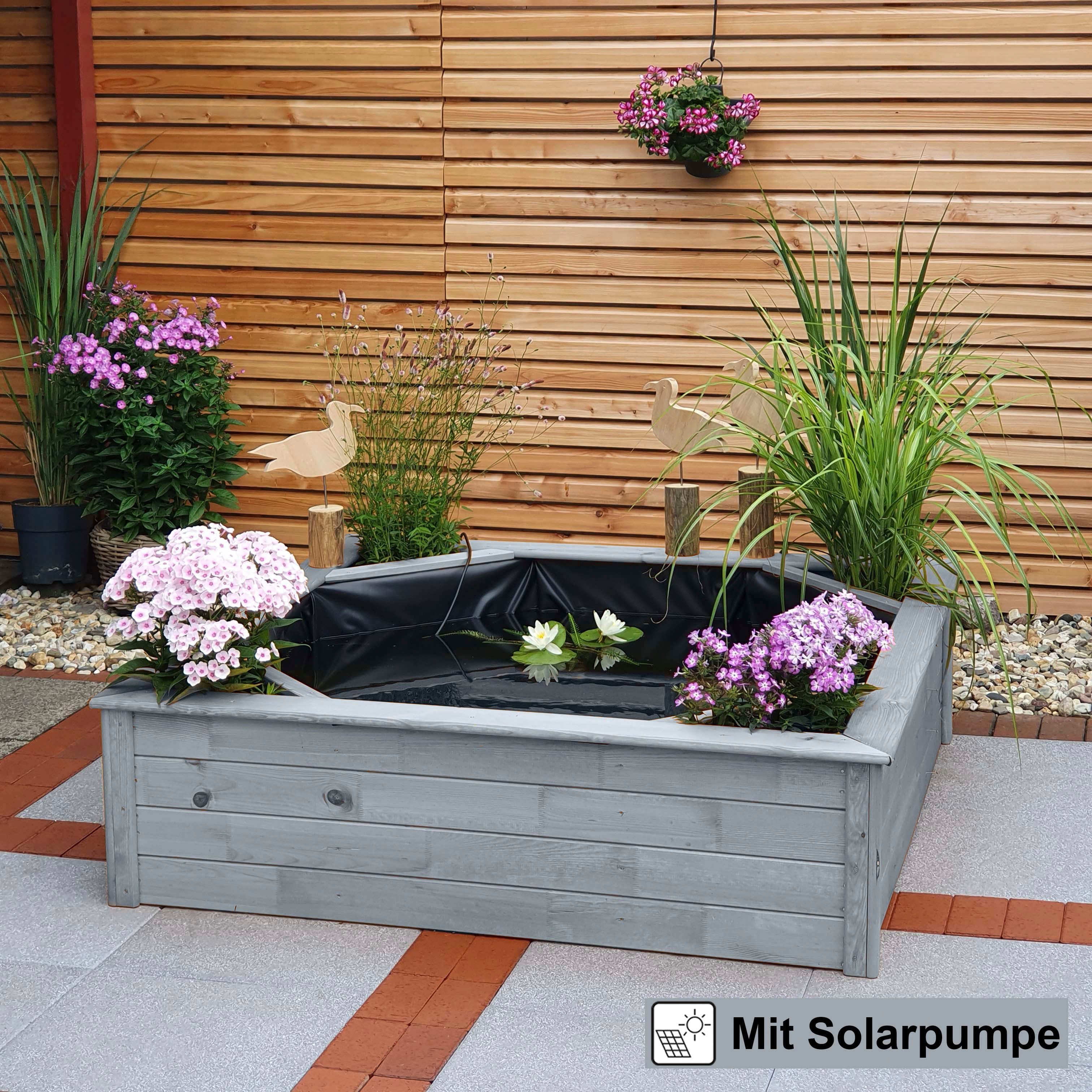 promadino Hochteich, BxTxH: 144x144x40 cm, 550 l, (Set), mit Solarpumpe