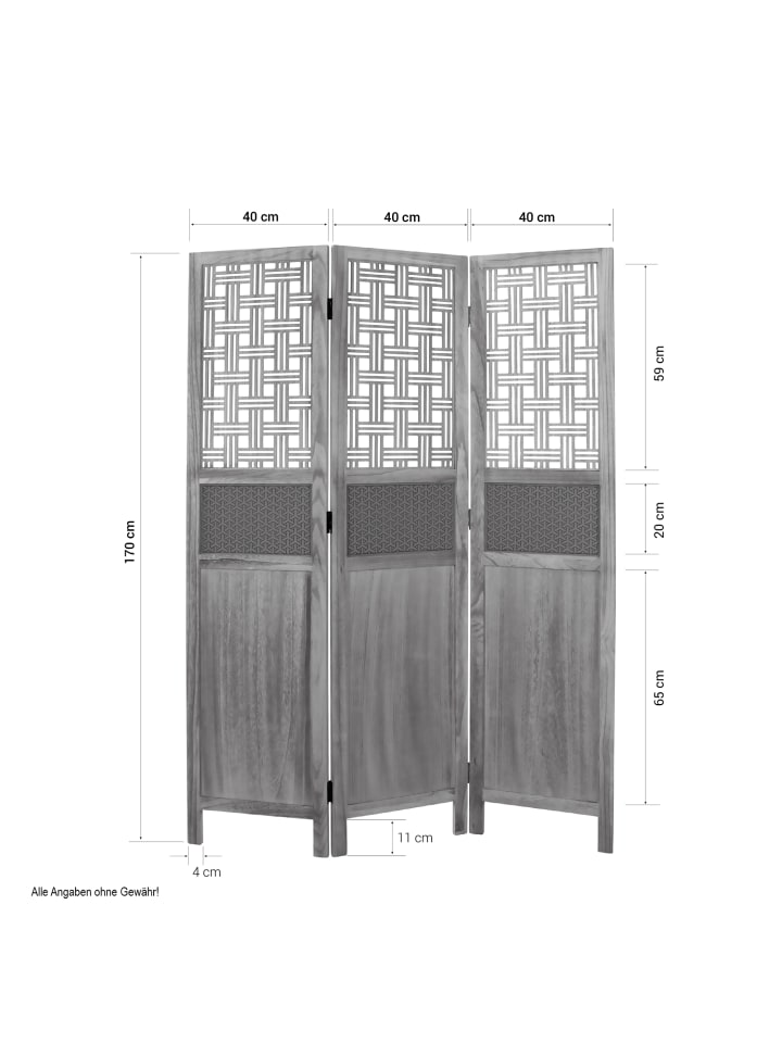 Homestyle4u 3-tlg. Paravent in Braun 120x170 günstig kaufen onesize