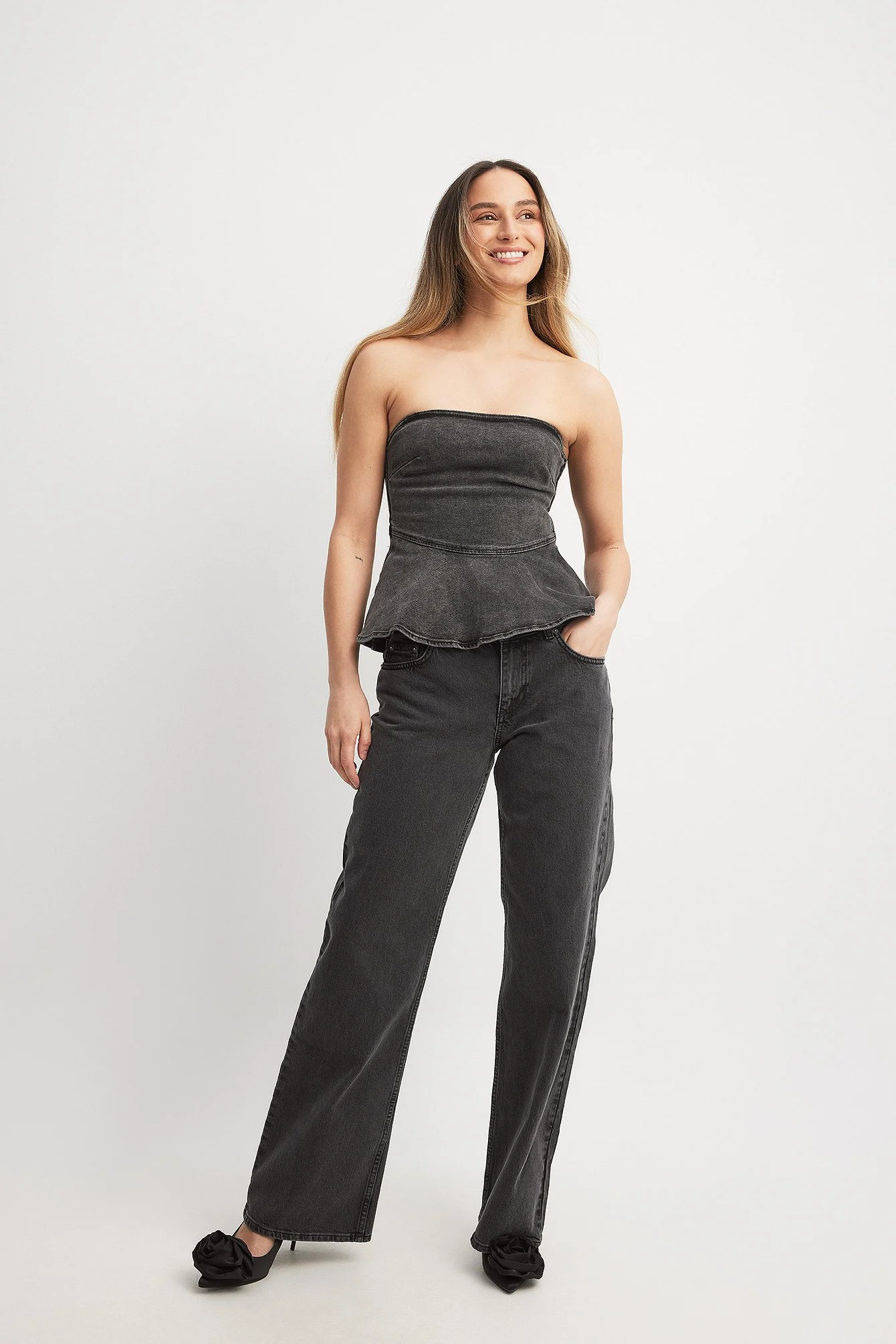 Peplum Denim Top