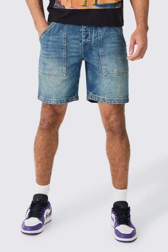 Slim Jeansshorts mit Kontrast-Naht