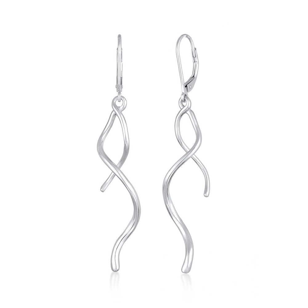 Elli Elli Boucles d'Oreilles Femmes Pendentif d'oreilles Spirale Vague Torsadée en arg Boucles d'oreilles
