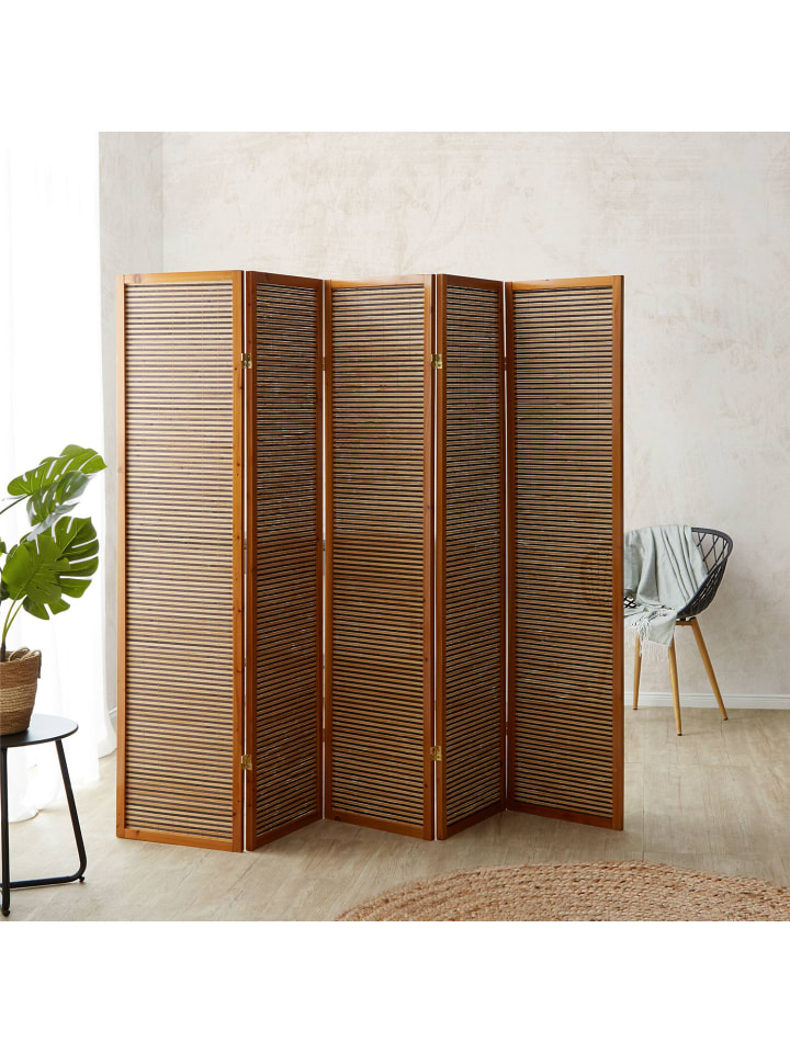 Homestyle4u 5-tlg. Paravent in Braun 220x175 günstig kaufen onesize