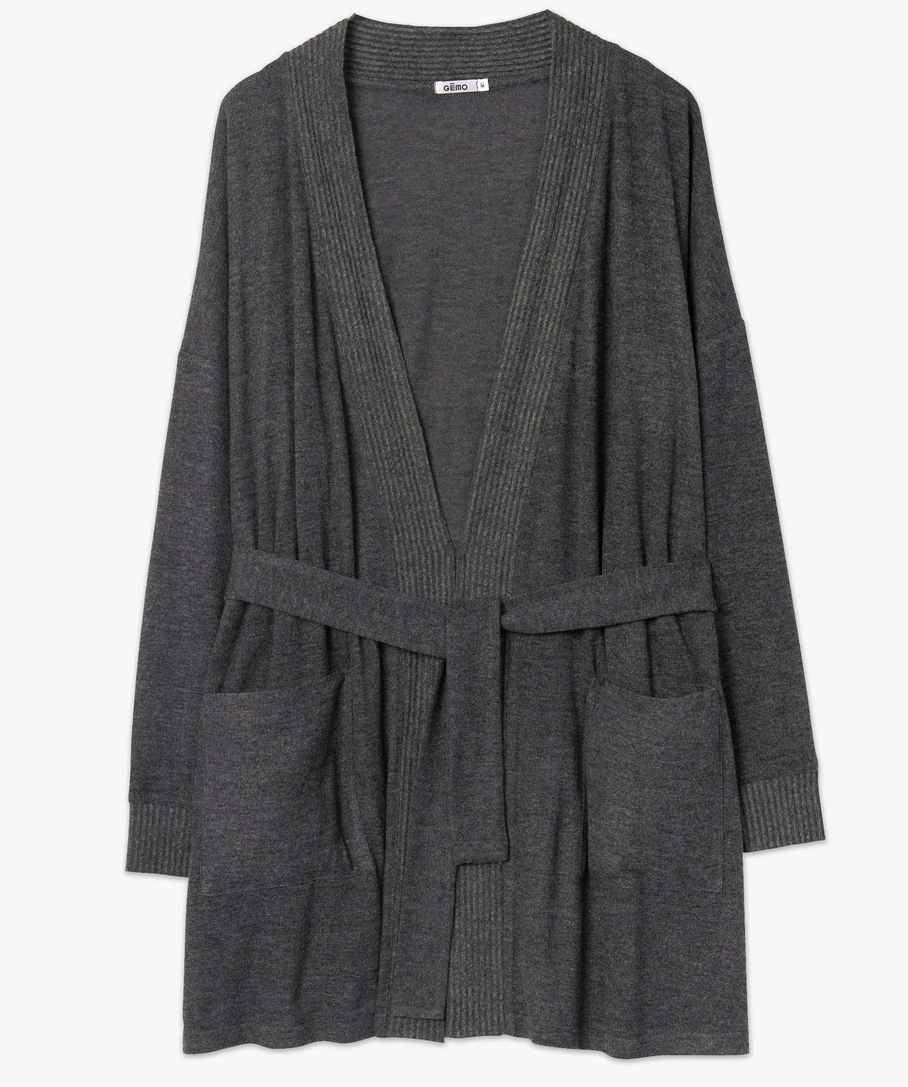 Veste d'intérieur femme en maille duveteuse avec ceinture à nouer