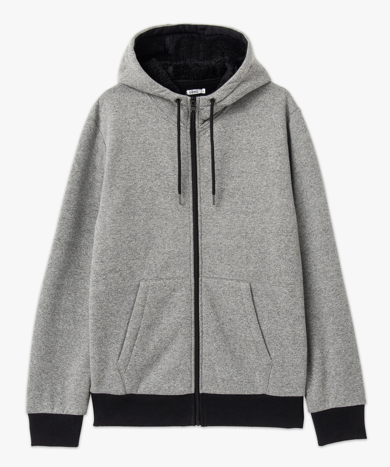Sweat homme à capuche avec doublure sherpa gris | GEMO