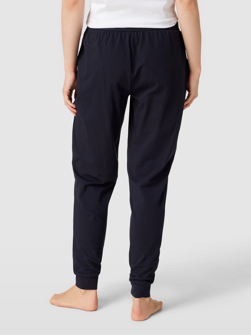 Pyjama-Hose mit elastischem Logo-Bund in marineblau