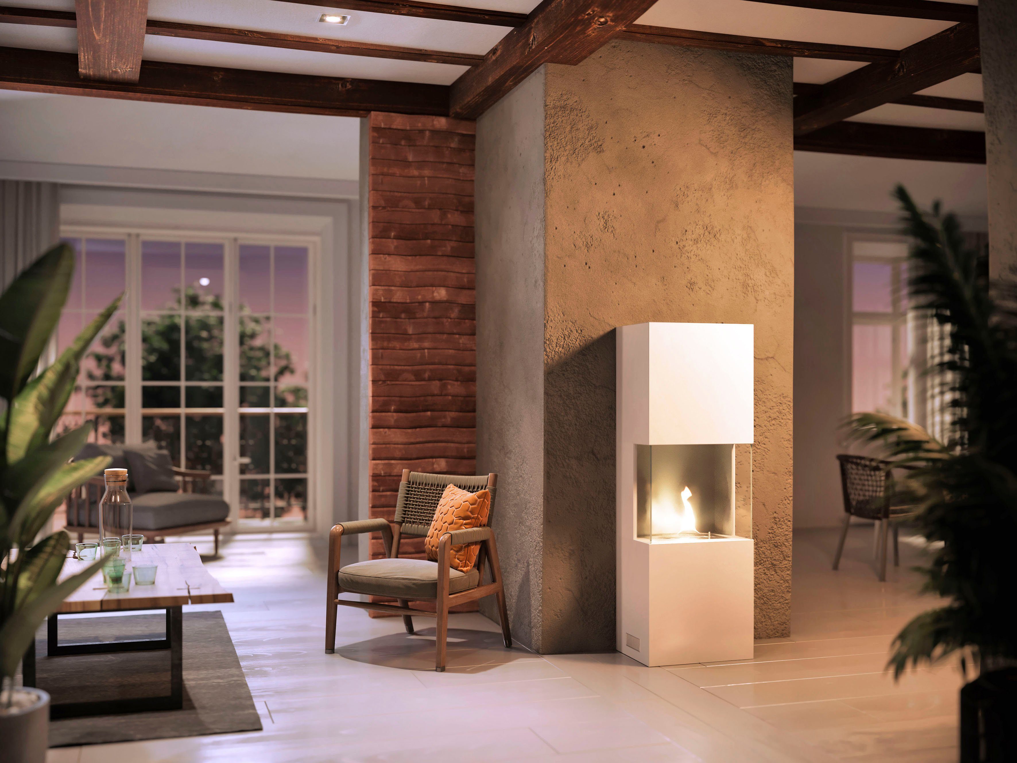 TENDERFLAME Dekokamin Ambientekamin, mit Brenner und flachem Docht