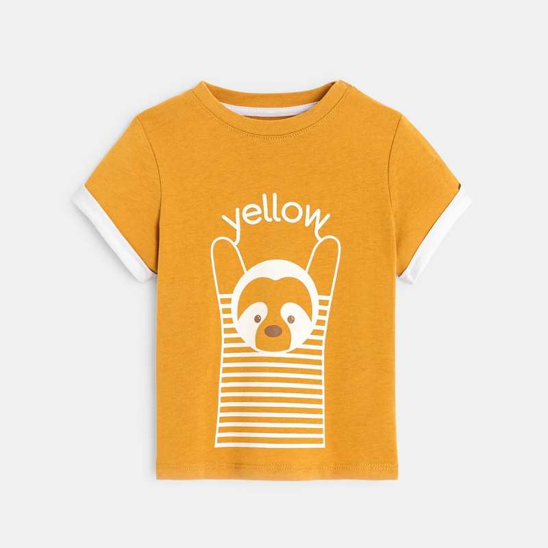 T-shirt ludique couleur jaune bébé garçon