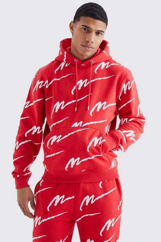 Man Signature Hoodie-Trainingsanzug mit Print