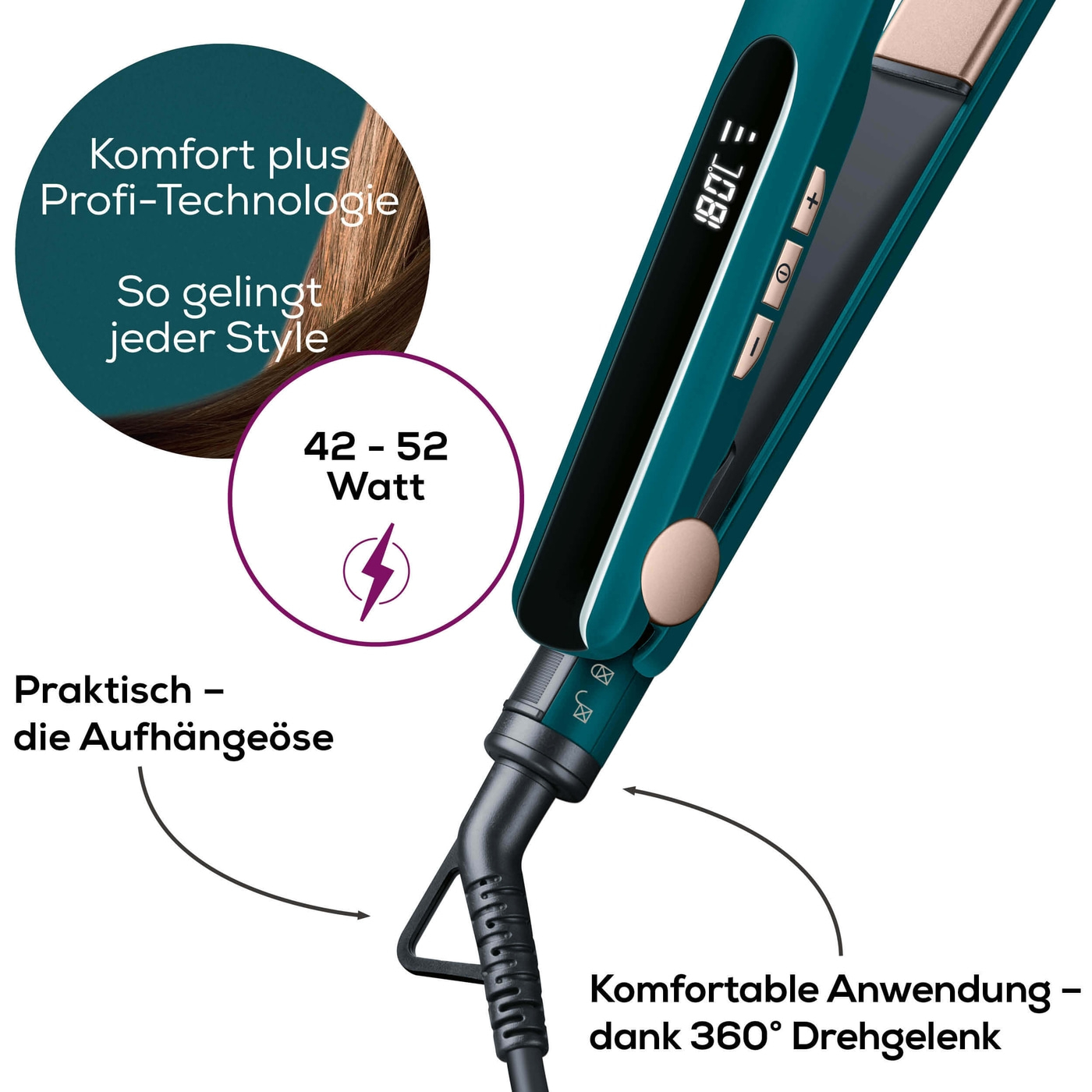 Beurer Haarglätter HS 50 Ocean-Stylisches Glätteisen für seidig-glatte Haare