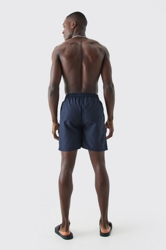 Mittellange Man Badehose mit Paspeln